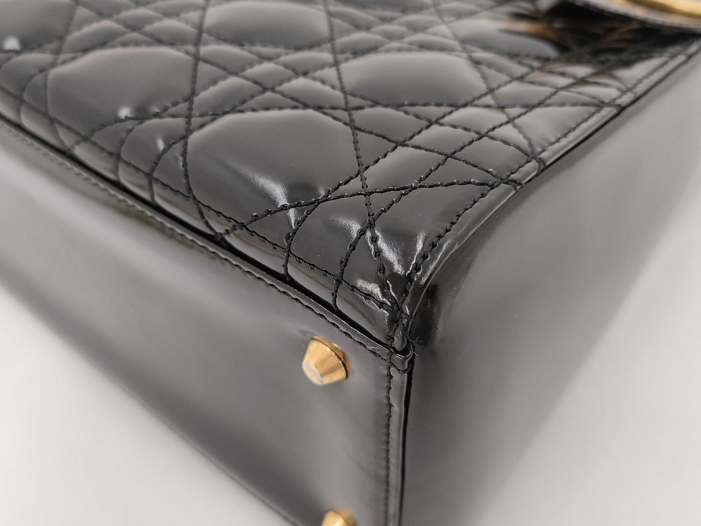 Dior Lady Dior Enamel Handbag Handbag
