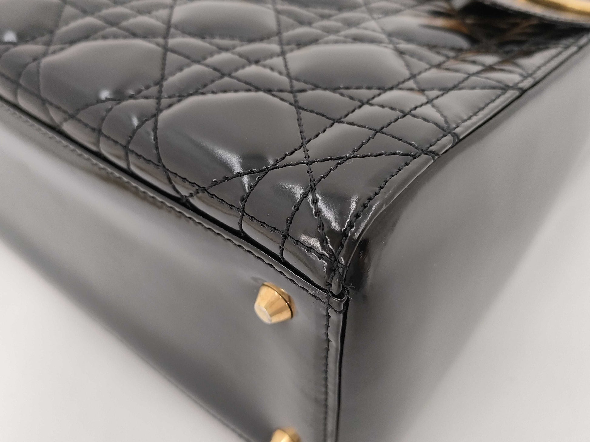Dior Lady Dior Enamel Handbag Handbag