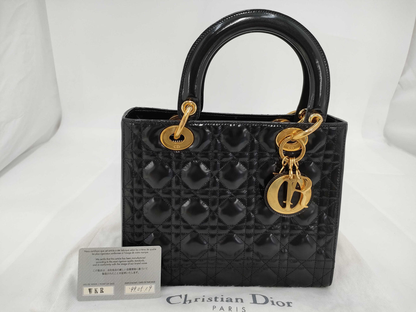 Dior Lady Dior Enamel Handbag Handbag