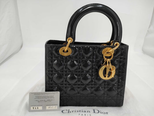 Dior Lady Dior Enamel Handbag Handbag