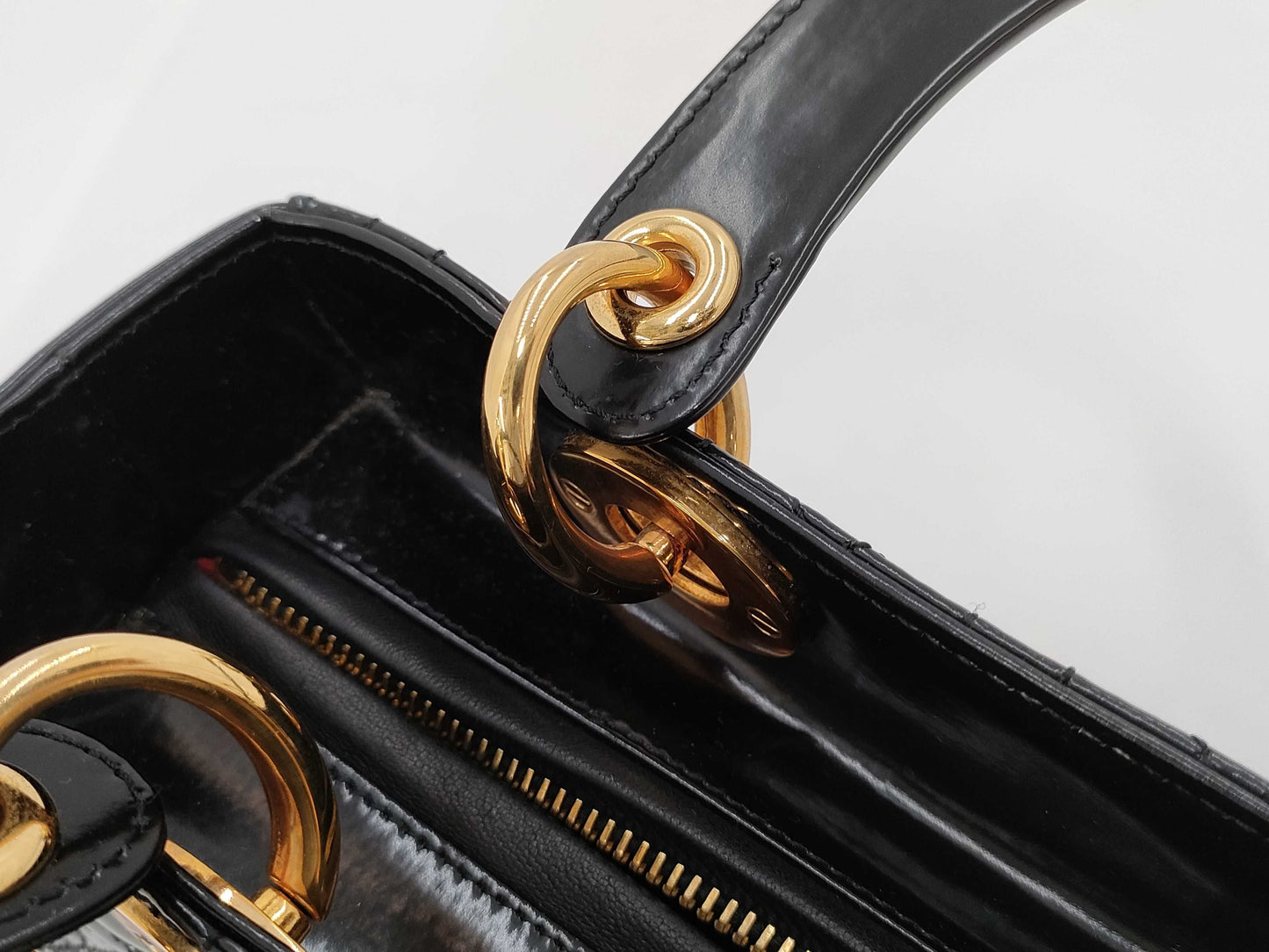 Dior Lady Dior Enamel Handbag Handbag