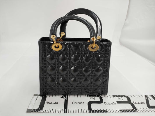 Dior Lady Dior Enamel Handbag Handbag