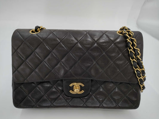 CHANEL 2838769 Lambskin Double Flap Turnlock Chain Shoulder Bag, No. 2