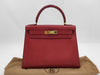 HERMES Kelly 28 Epsom Red Gold Hardware 〇U Stamp Handbag