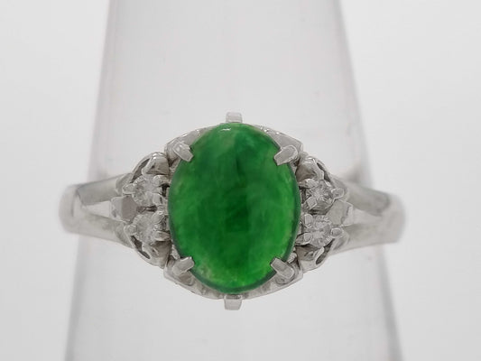 Jadeite D0.06ct PT900 5.0g Ring 