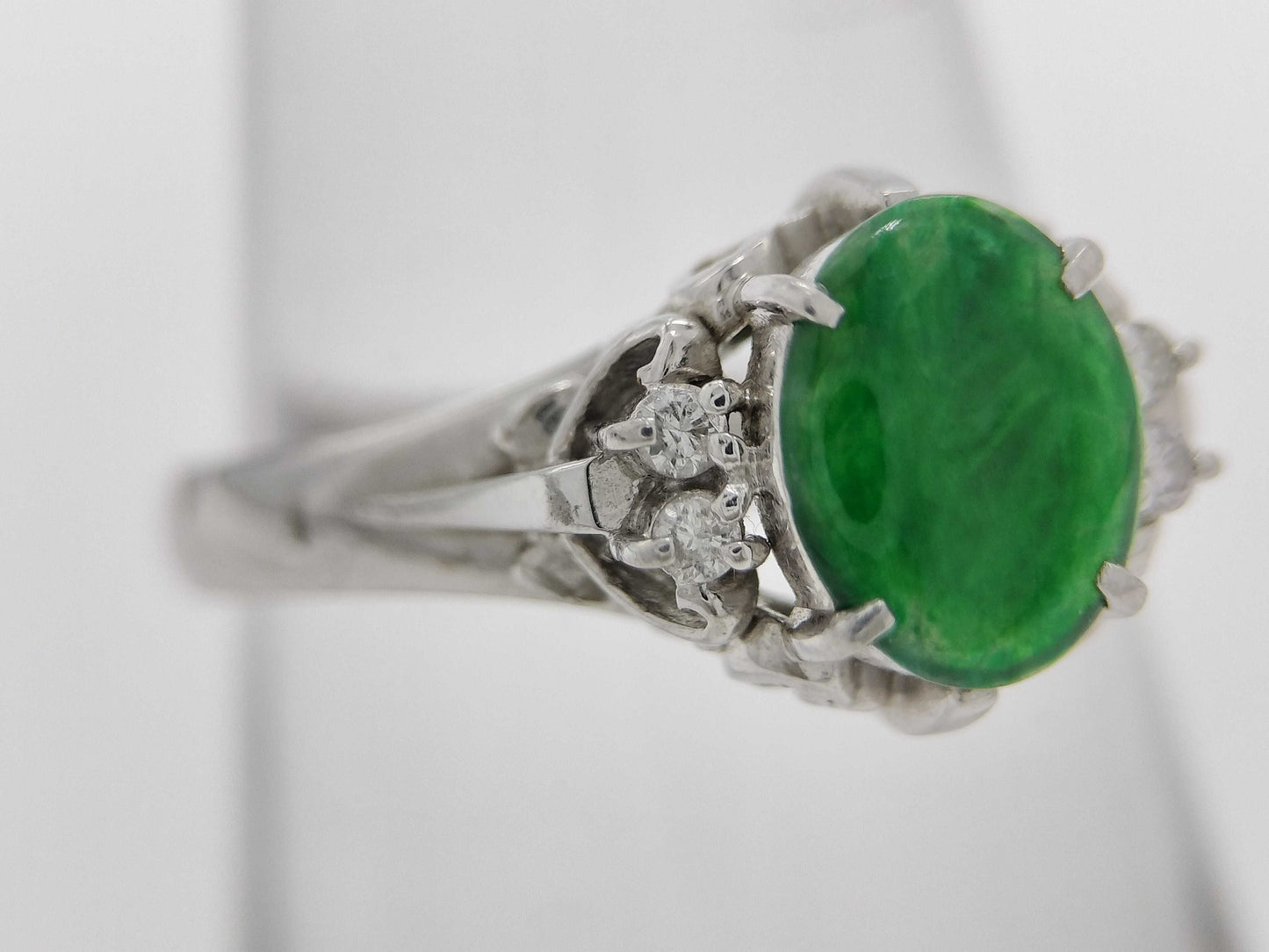 Jadeite D0.06ct PT900 5.0g Ring 