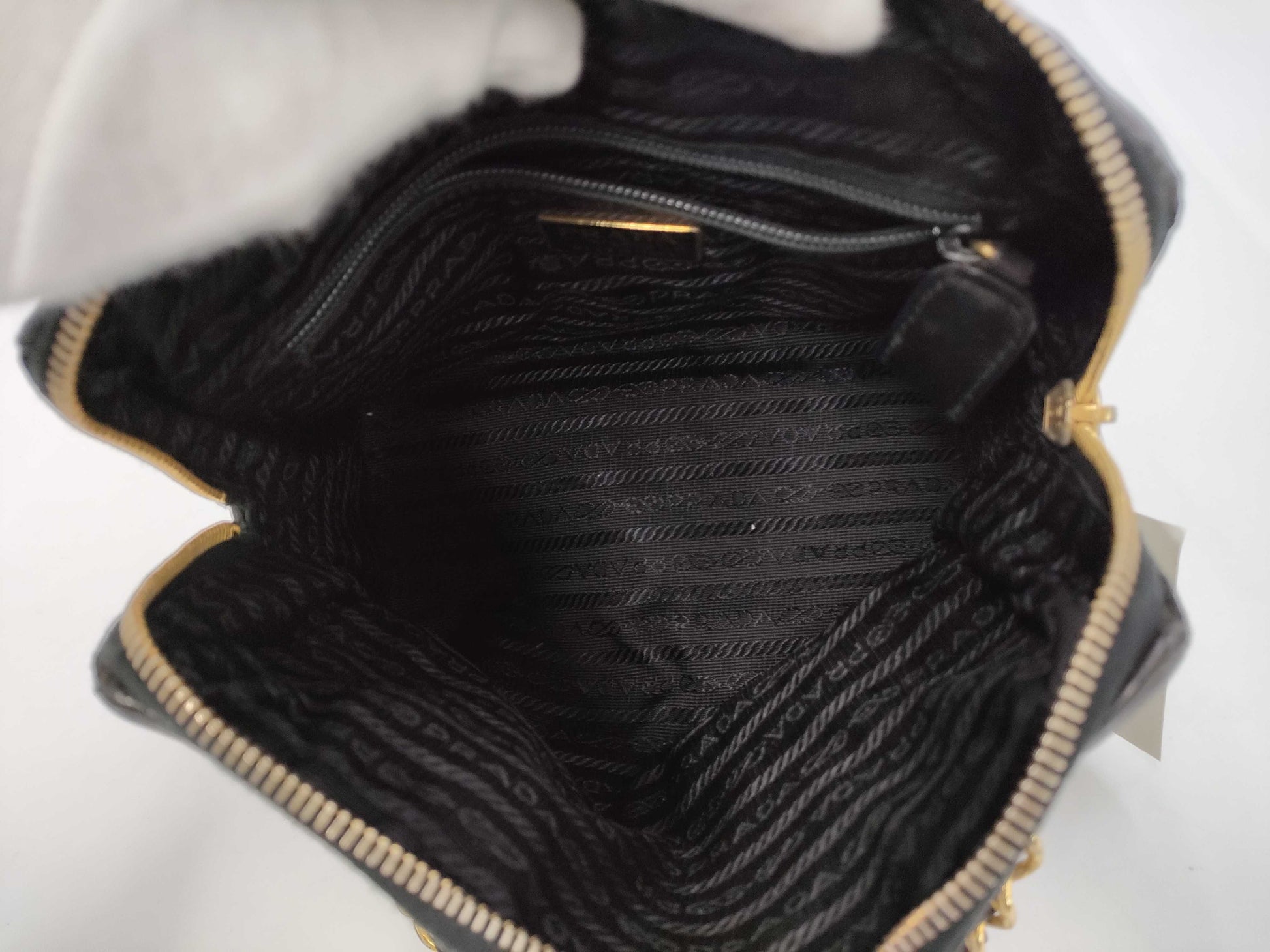 PRADA Chain Shoulder Bag Leather Nylon Shoulder Bag