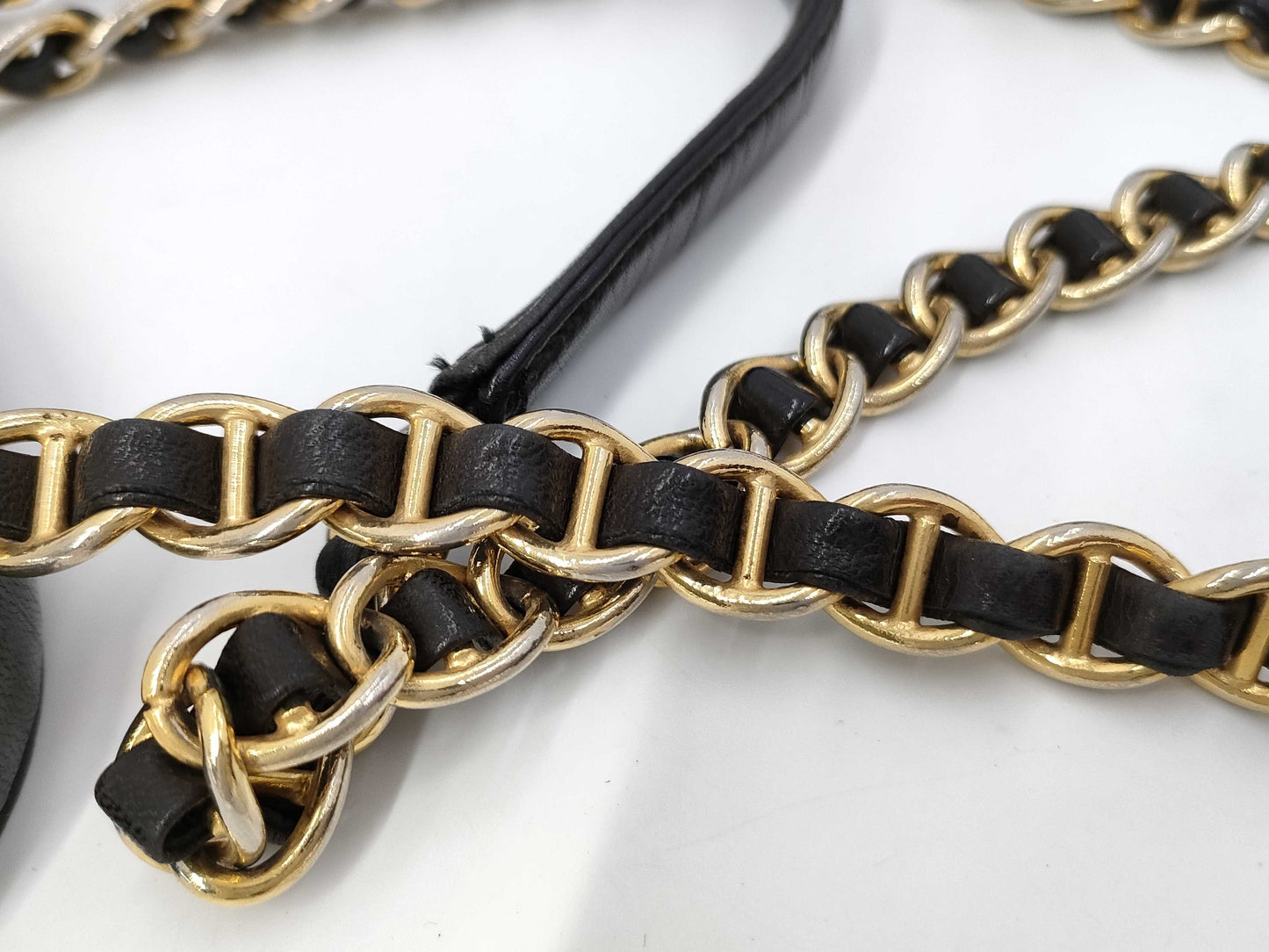 PRADA Chain Shoulder Bag Leather Nylon Shoulder Bag