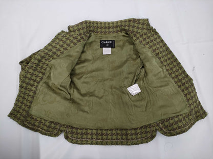 CHANEL Tweed Jacket Khaki with Scissor Motif Buttons