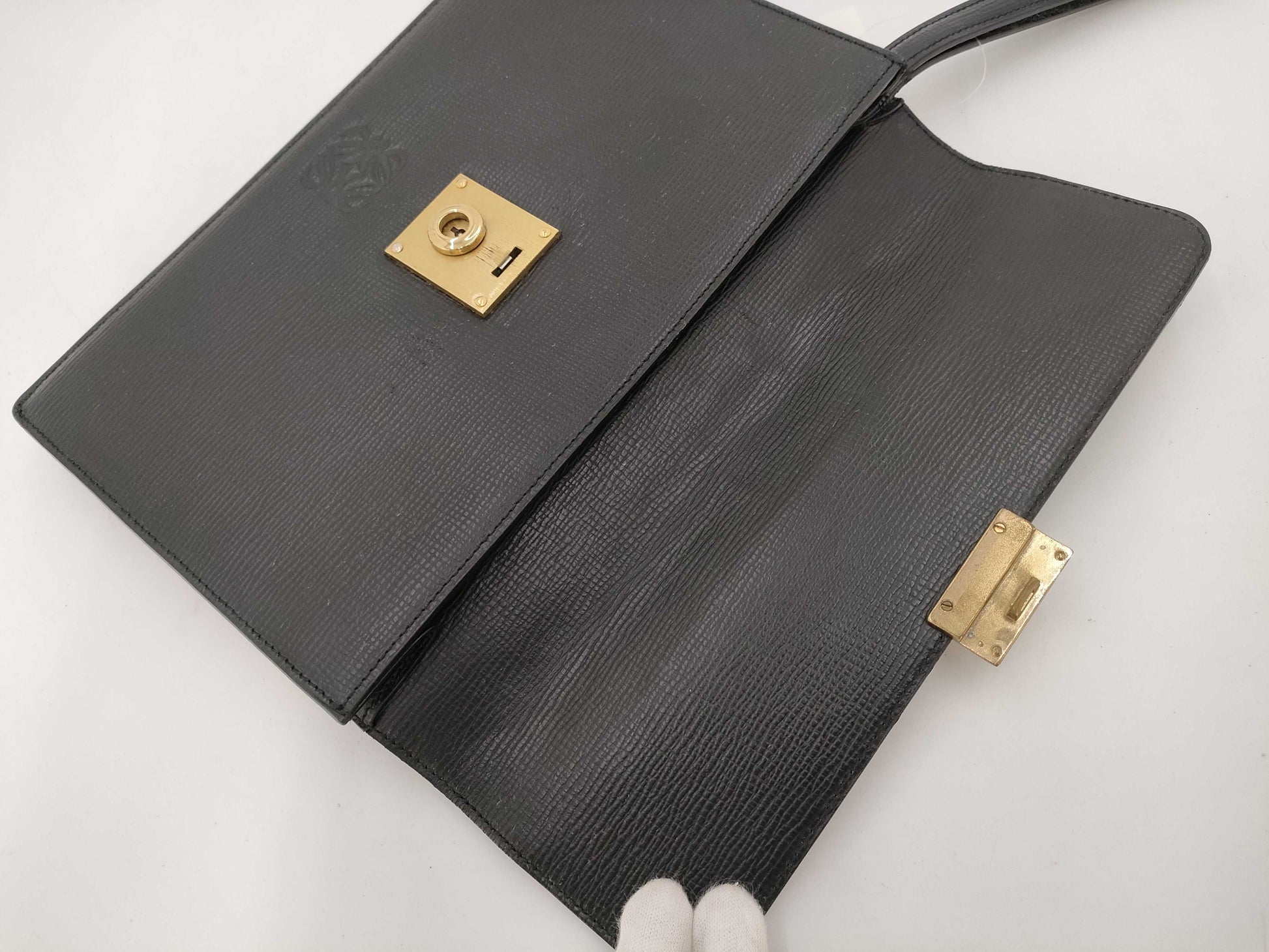 LOEWE Leather Anagram Clutch Bag Black Clutch Bag