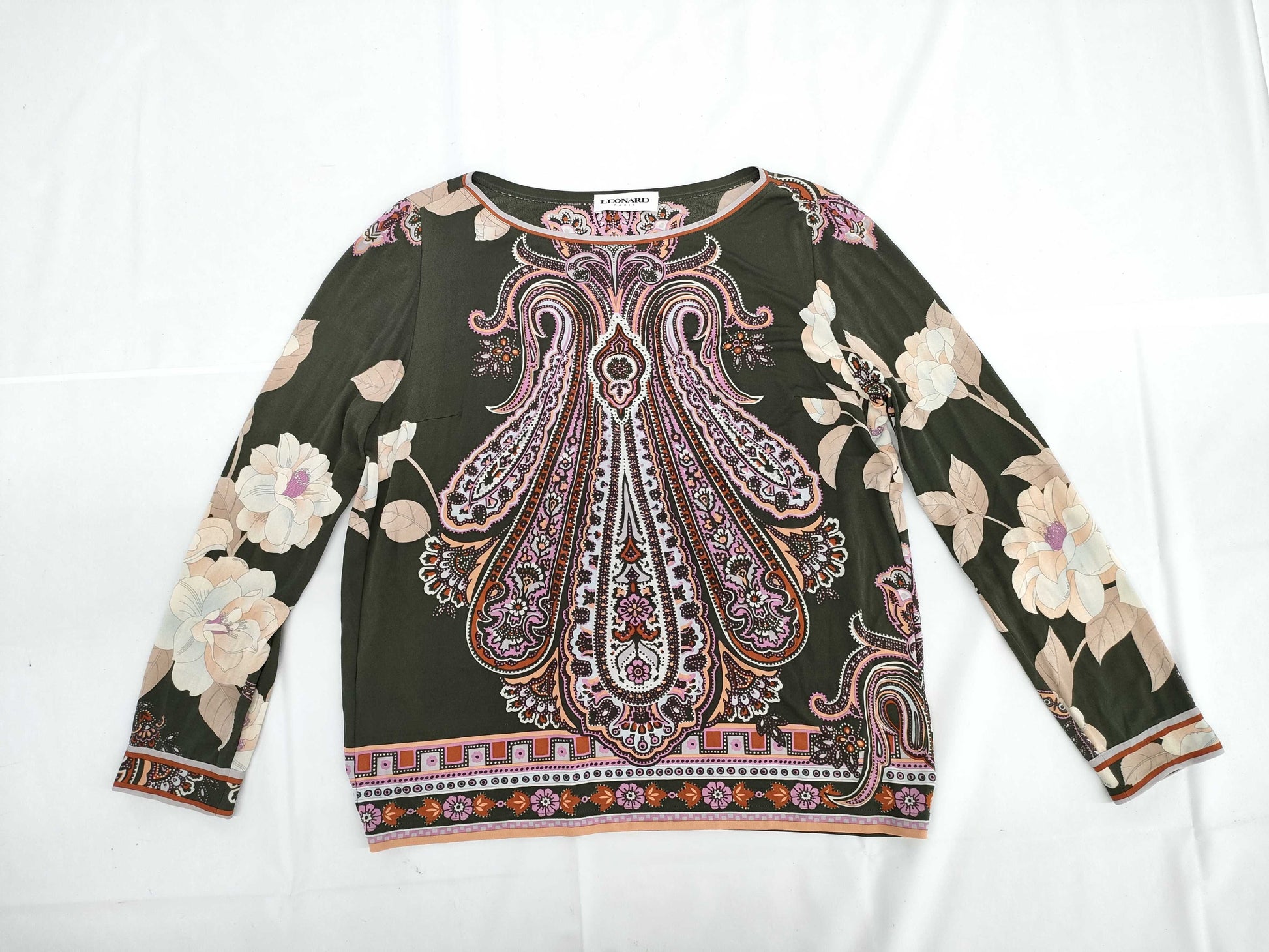 LEONARD Long Sleeve Khaki Top