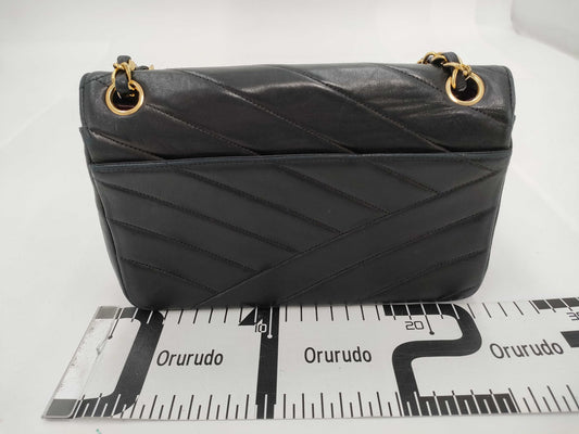 CHANEL Lambskin V-Stitch V-Flap Shoulder Bag