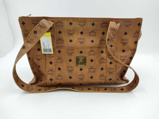 MCM All-Over Print Brown Tote Bag