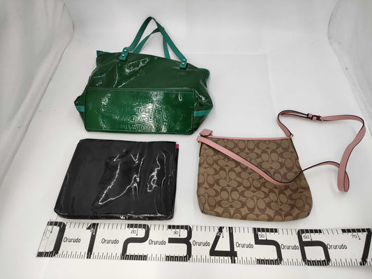 COACH Signature Ferragamo Enamel Bag / Saint Laurent Enamel Bag Total of 3 Bags