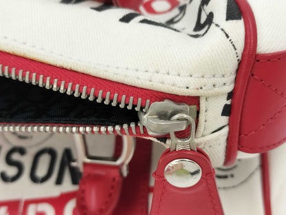 Dior Trotter Hardcore Mini Boston Bag, White and Red