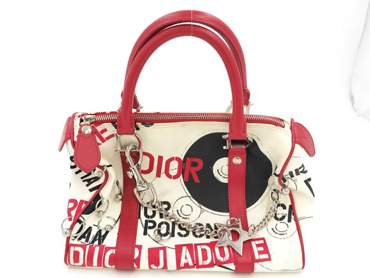 Dior Trotter Hardcore Mini Boston Bag, White and Red