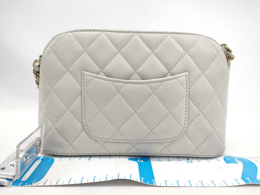 CHANEL Caviar Skin Shoulder Clutch White Shoulder Bag