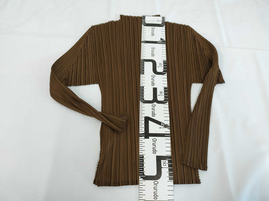 ISSEY MIYAKE Pleated Long Sleeve Top Brown Top