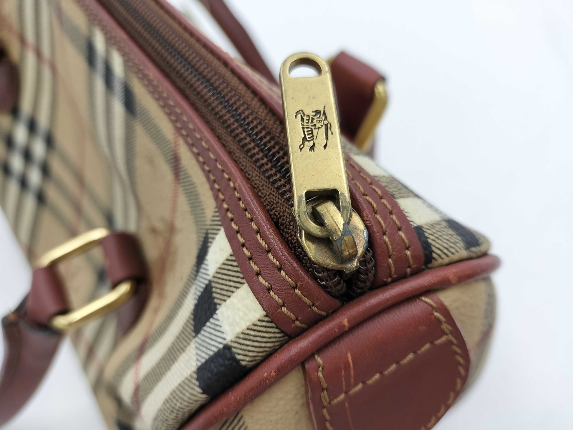BURBERRY Nova Check PVC Handbag Mini Boston Bag