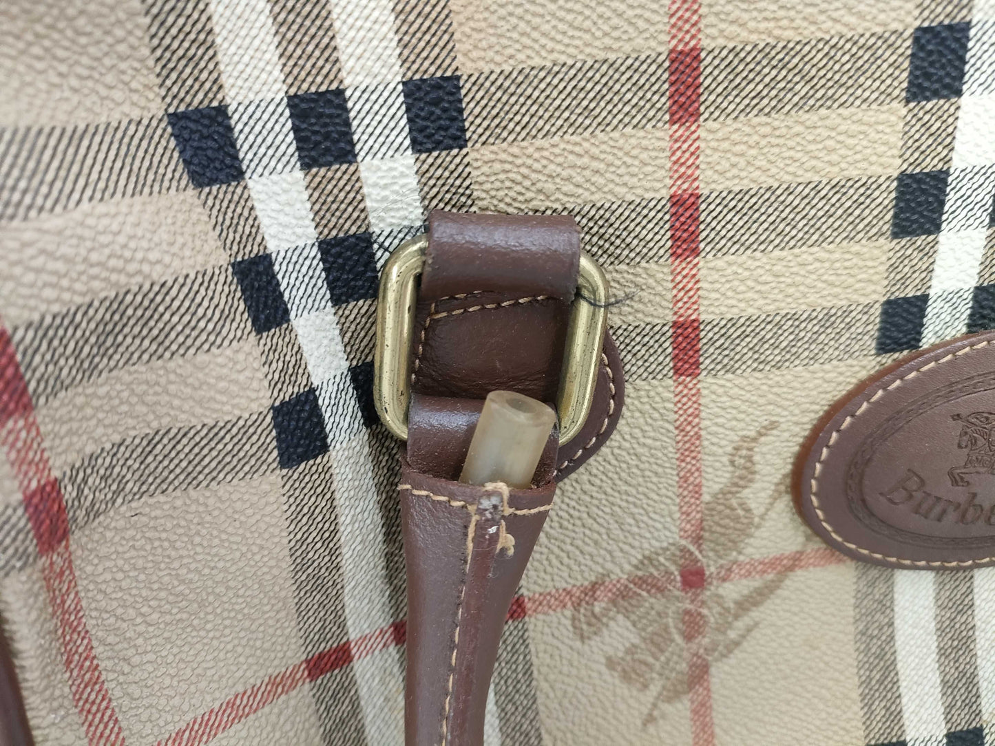 BURBERRY Check Mini Boston Handbag