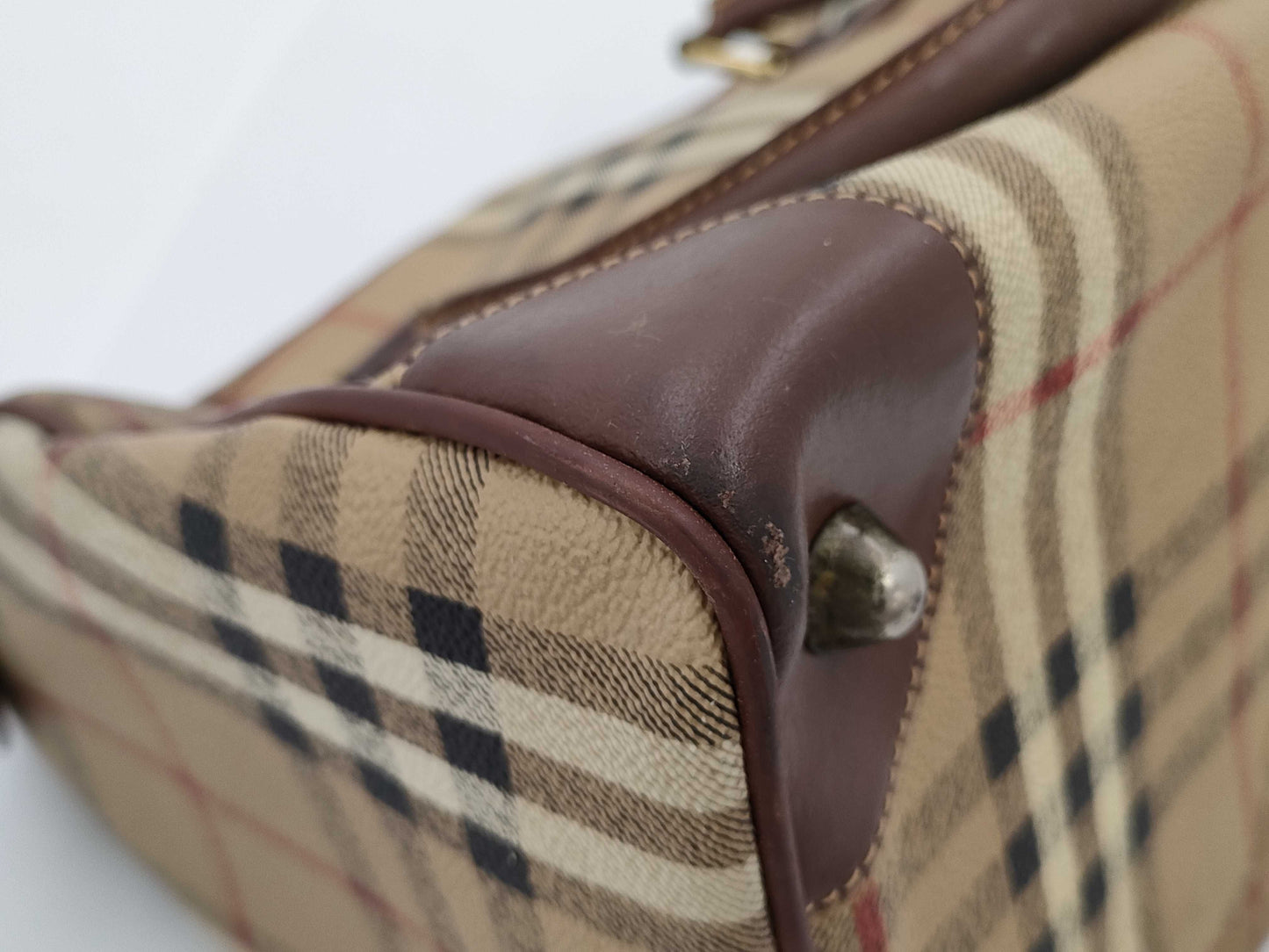 BURBERRY Check Mini Boston Handbag