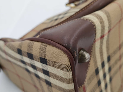 BURBERRY Check Mini Boston Handbag