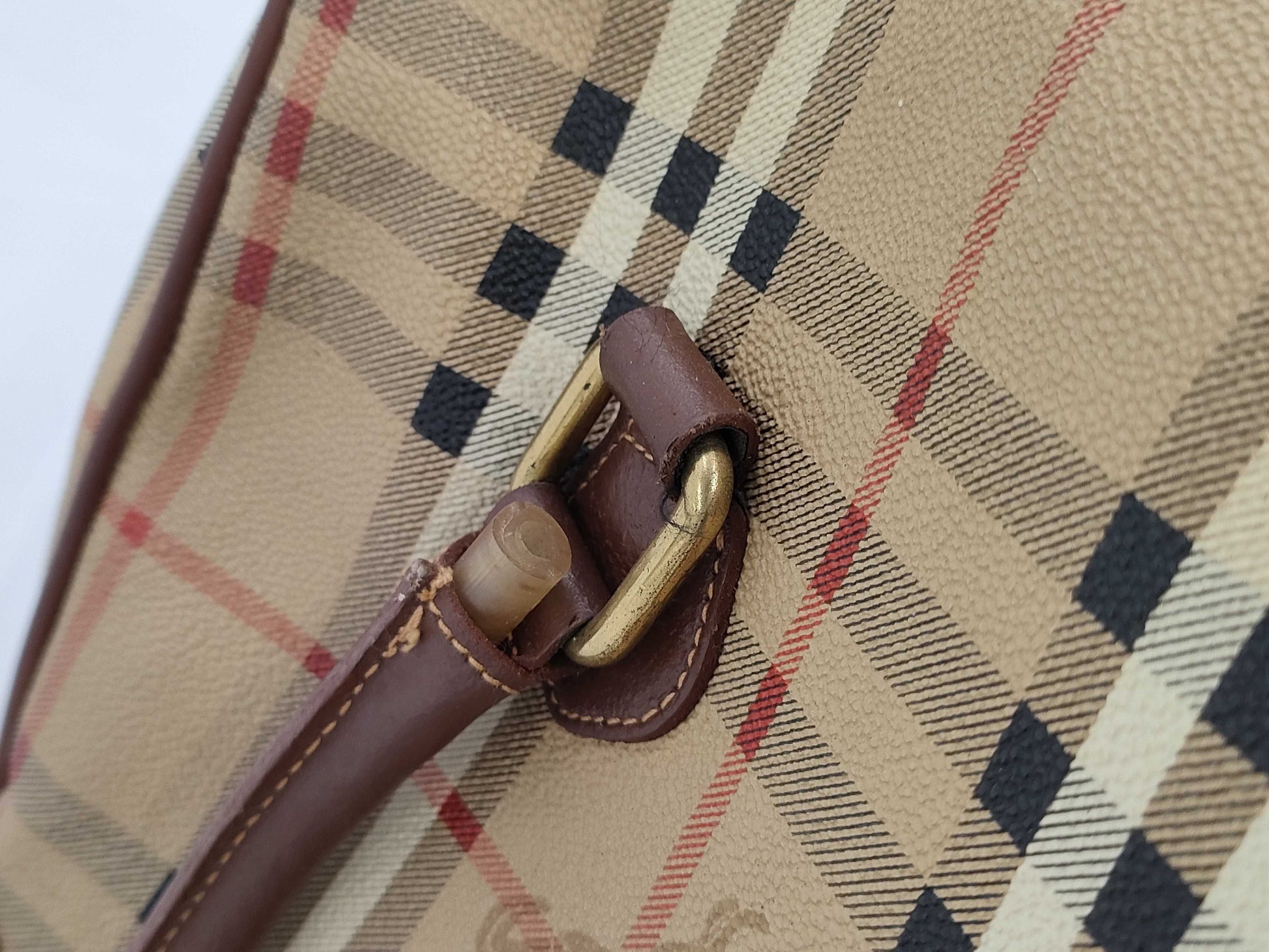 BURBERRY Check Mini Boston Handbag