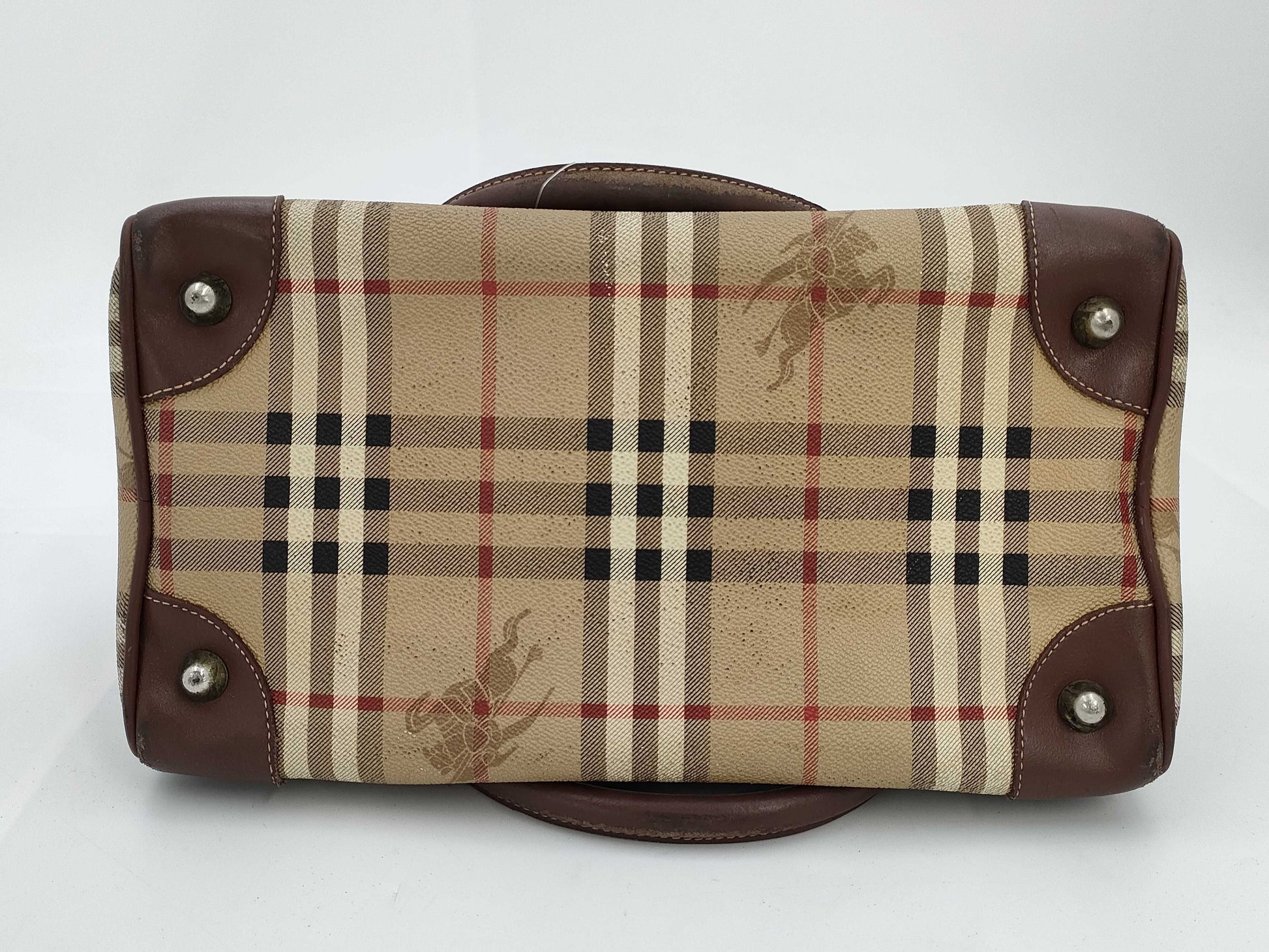 BURBERRY Check Mini Boston Handbag