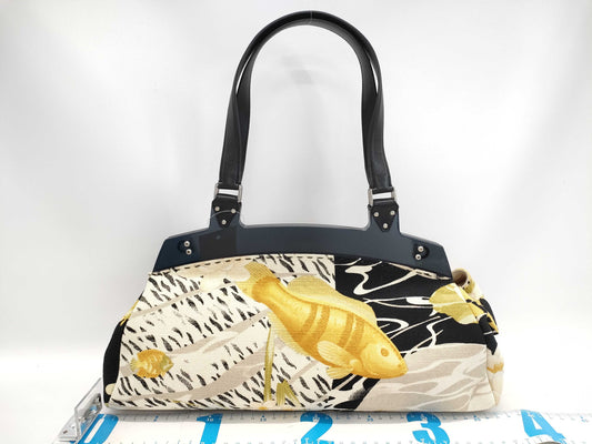 Salvatore Ferragamo Gancini Canvas and Leather Handbag