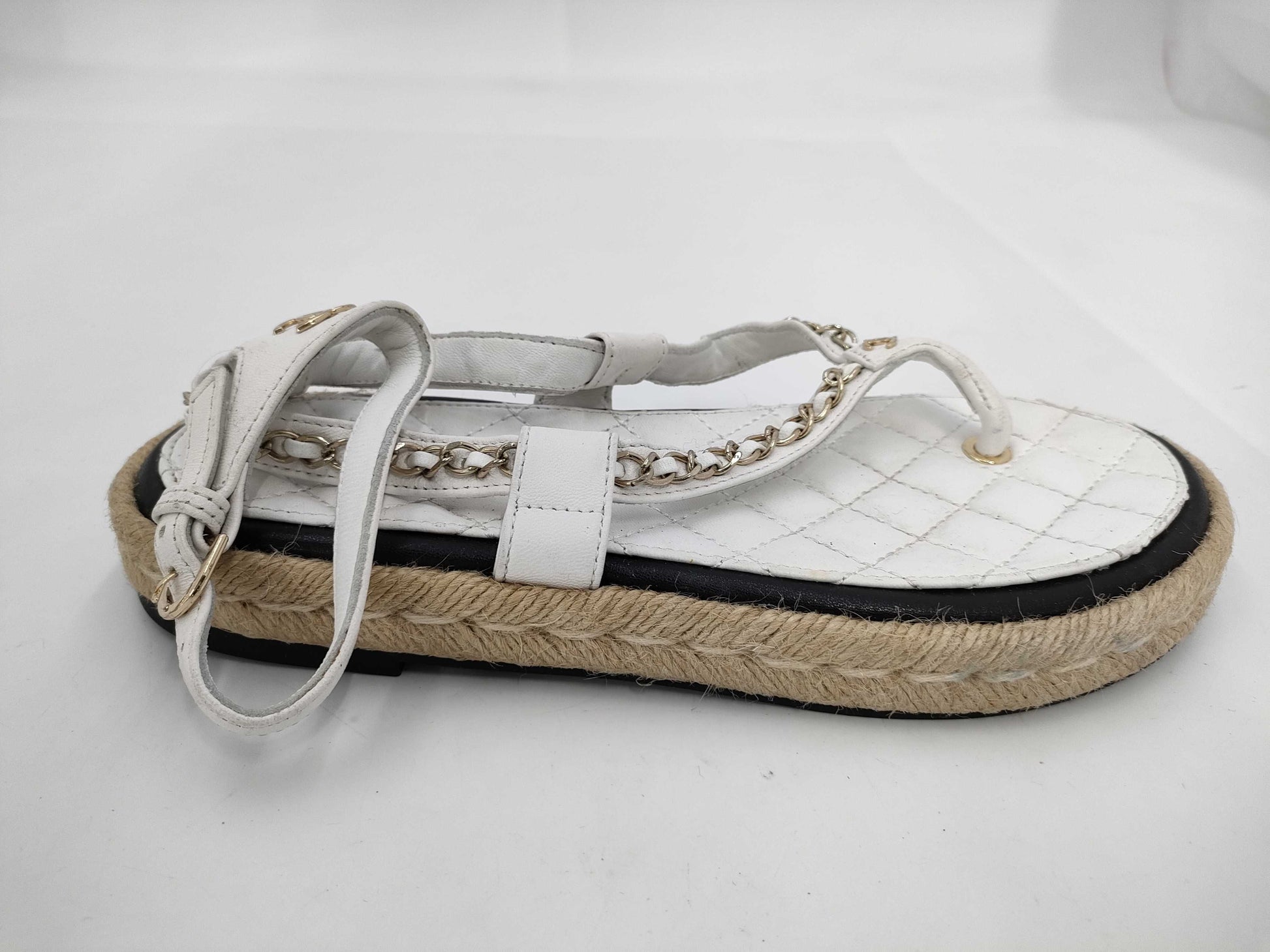 CHANEL Chain Sandals White Coco Sandals