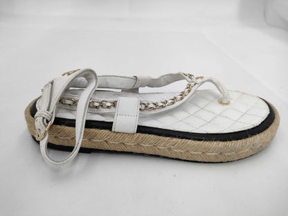 CHANEL Chain Sandals White Coco Sandals