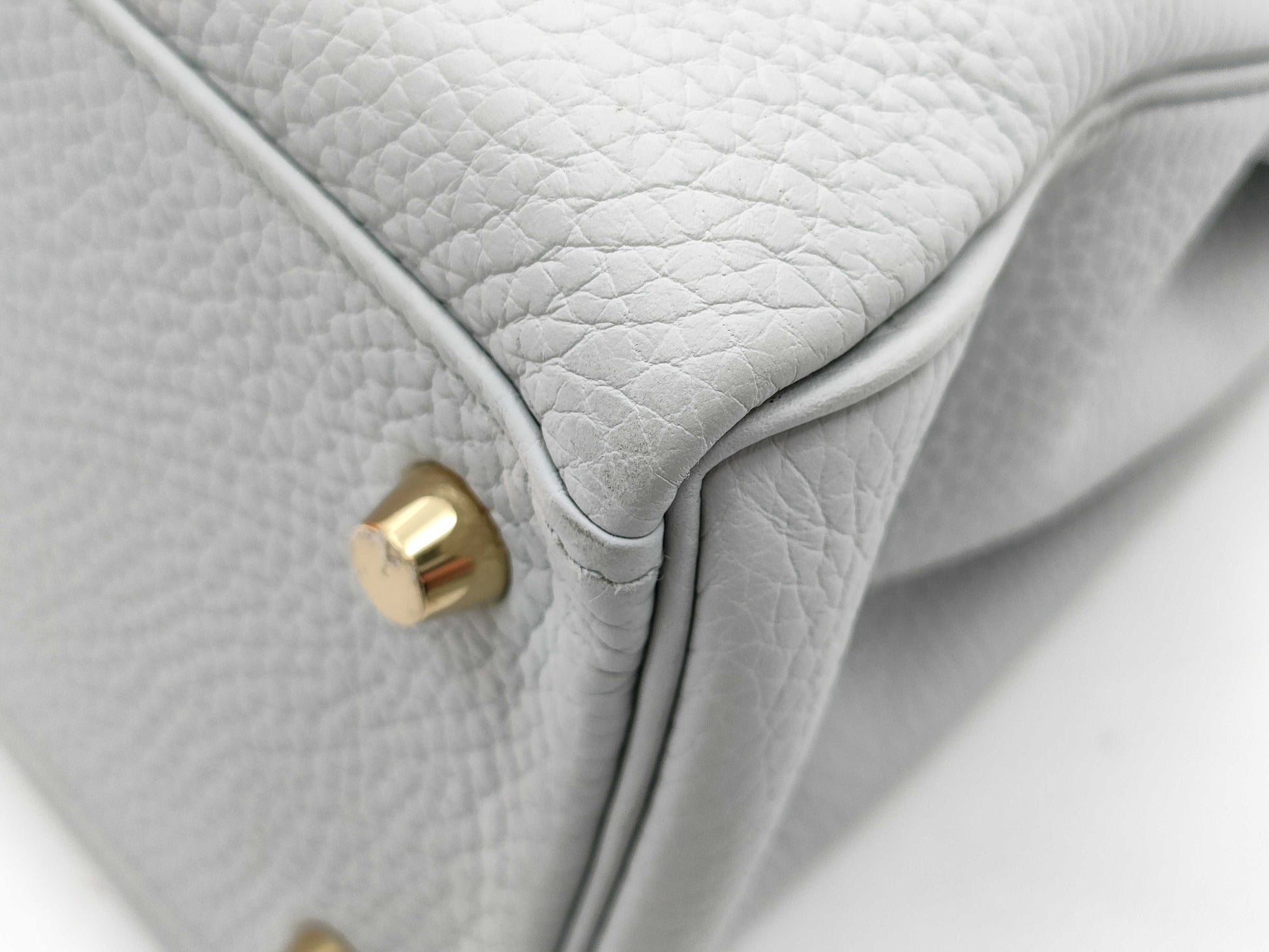 HERMES Kelly 28 handbag, inlaid with blue pale blue, Taurillon Clemence leather, gold hardware, Y stamp