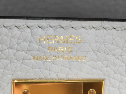 HERMES Kelly 28 handbag, inlaid with blue pale blue, Taurillon Clemence leather, gold hardware, Y stamp