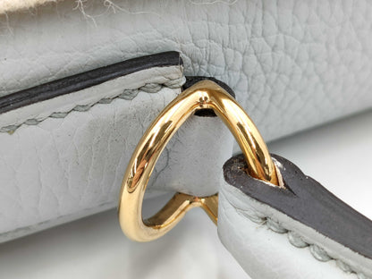 HERMES Kelly 28 handbag, inlaid with blue pale blue, Taurillon Clemence leather, gold hardware, Y stamp