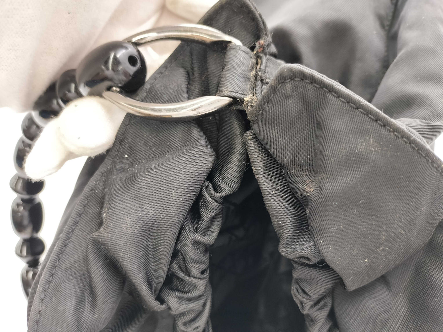 Dior Maris Pearl/Nylon/Black/Plastic Handbag