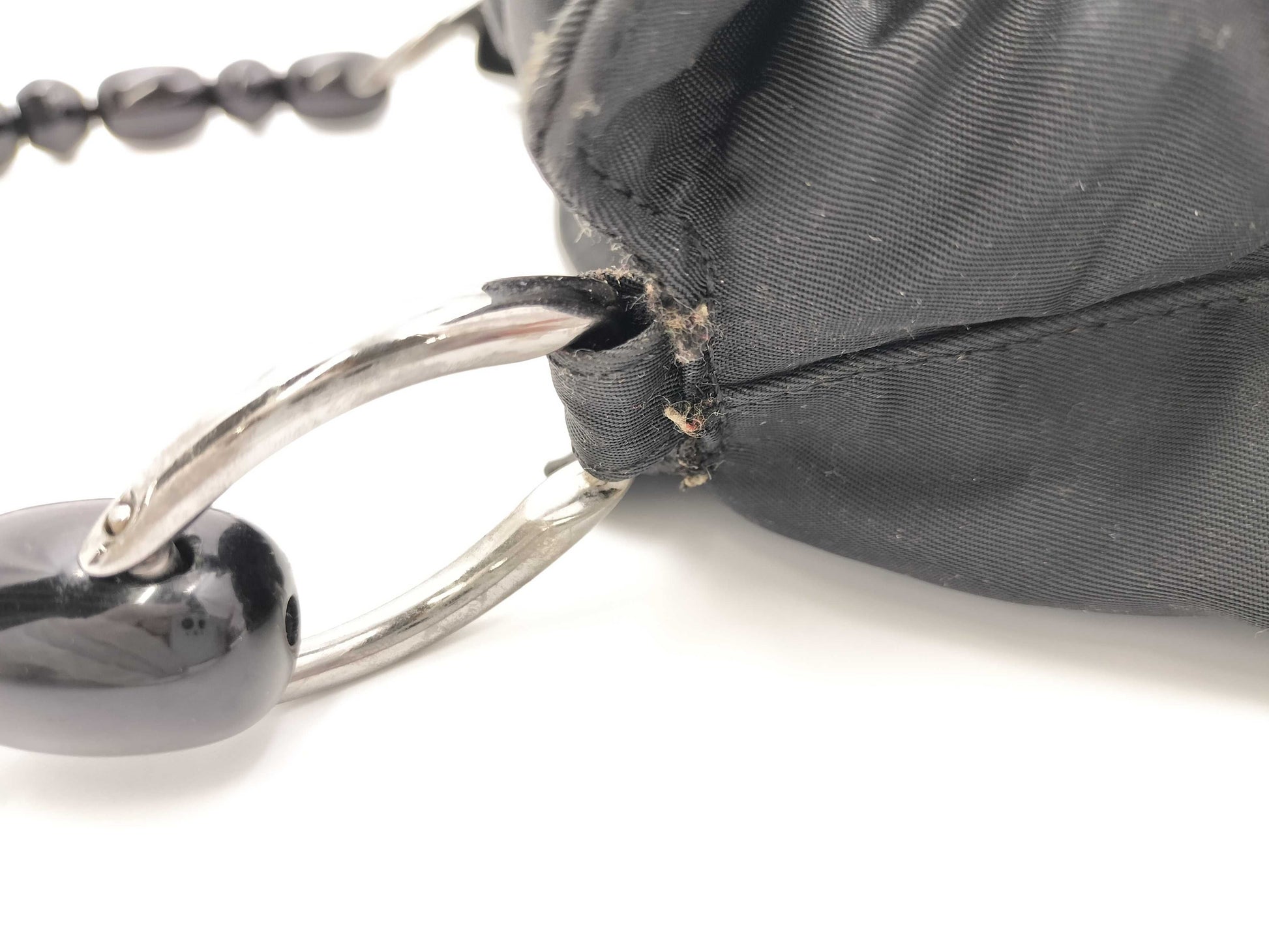 Dior Maris Pearl/Nylon/Black/Plastic Handbag