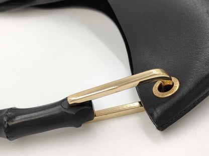 GUCCI Bamboo Semi-Shoulder Leather 001 1998 1883 Shoulder Bag