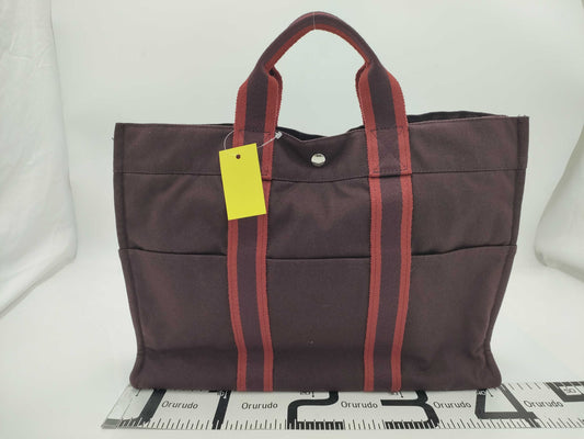 HERMES Foul Tote MM Tote Bag Red x Brown Tote Bag