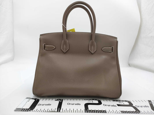 HERMES Birkin 30 Etoupe Epson Silver Hardware □Q Stamp Handbag