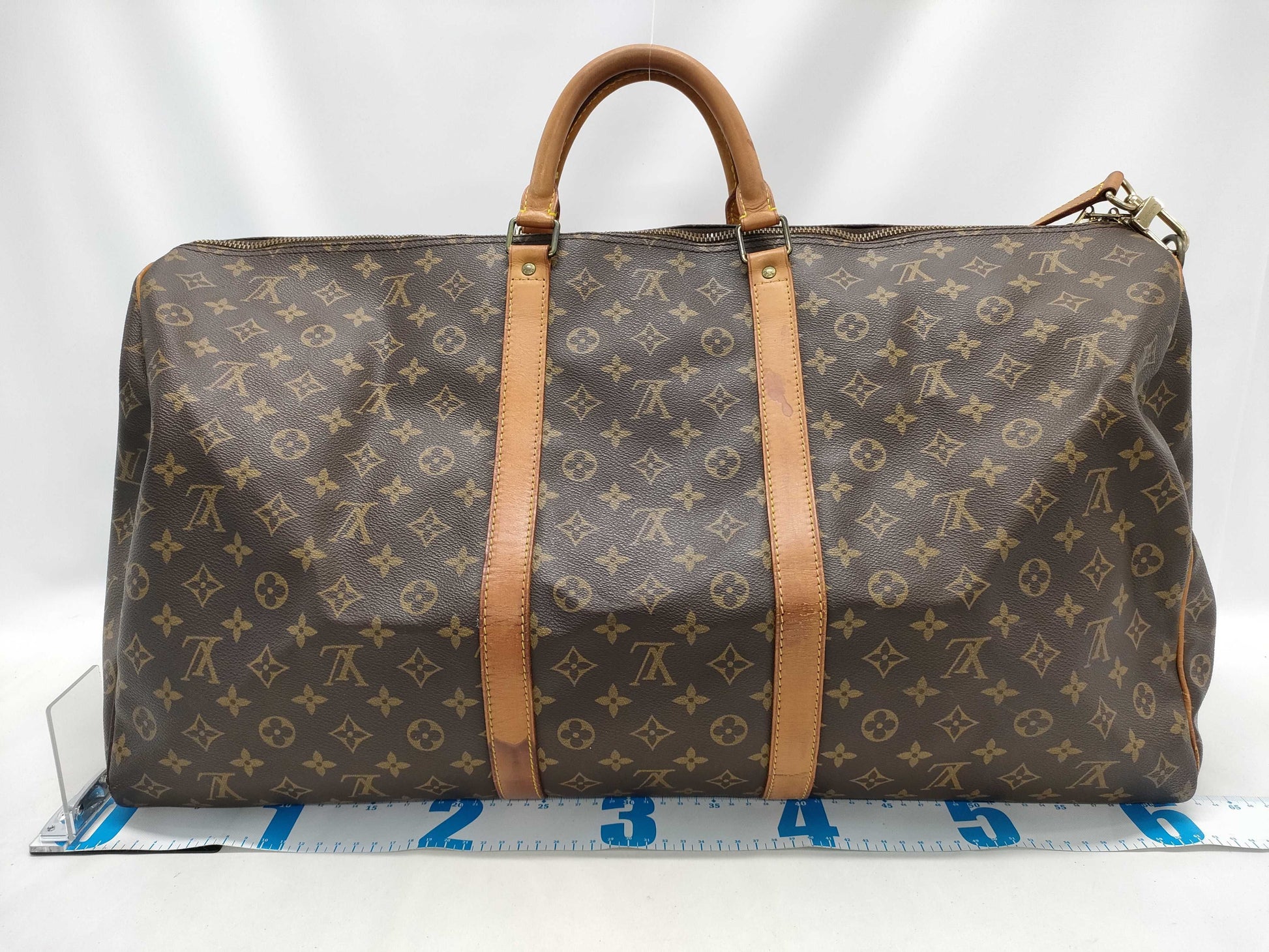 LOUIS VUITTON VI8911 Monogram M41412 Keepall Bandouliere 60 Sterling Silver Boston Bag with Padlock