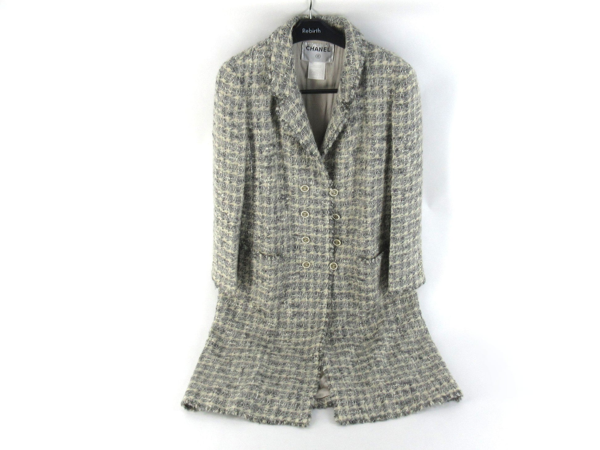 (10462_0149) CHANEL 05A Tweed Coat Jacket