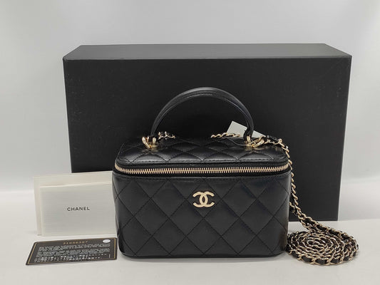 CHANEL Lambskin Vanity Mini Top Handle 2-Way Shoulder Bag