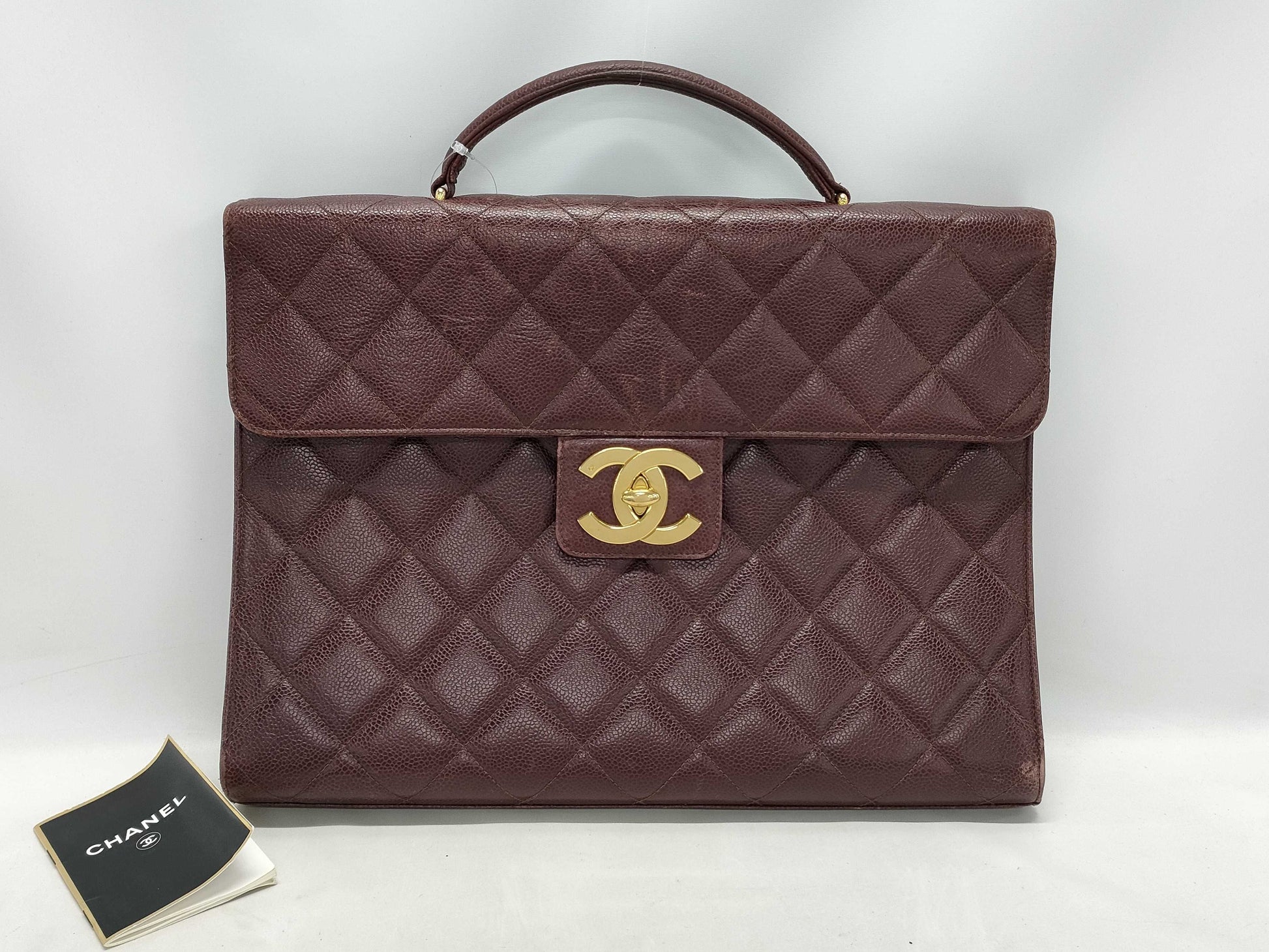 CHANEL Caviar Skin Coco Mark Briefcase with Gold Hardware Handbag