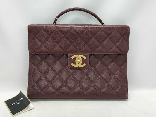 CHANEL Caviar Skin Coco Mark Briefcase with Gold Hardware Handbag