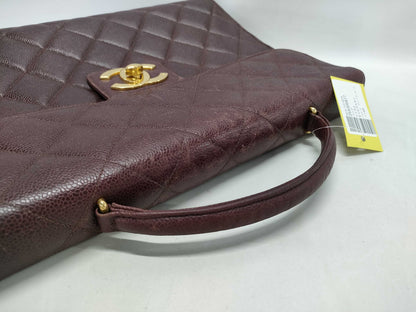CHANEL Caviar Skin Coco Mark Briefcase with Gold Hardware Handbag