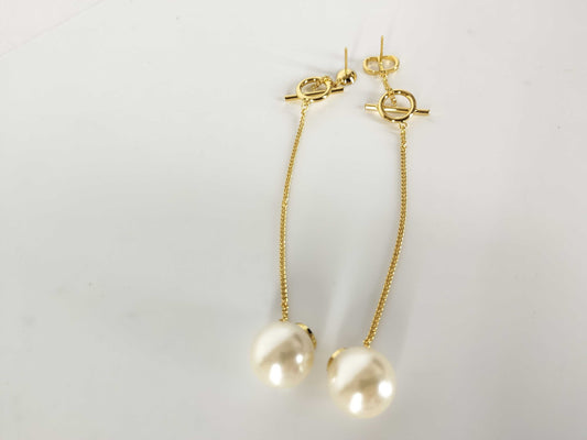 Dior Gold-Colored Faux Pearl Earrings