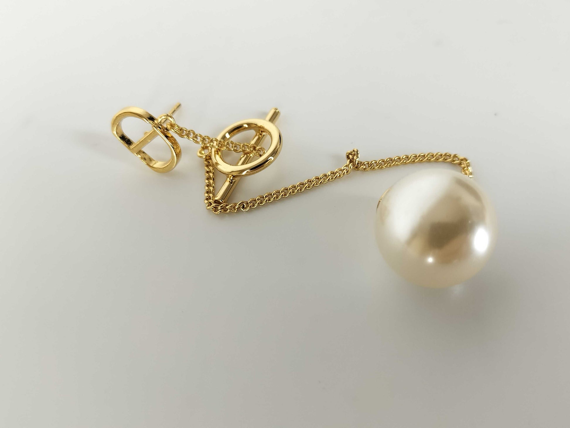 Dior Gold-Colored Faux Pearl Earrings