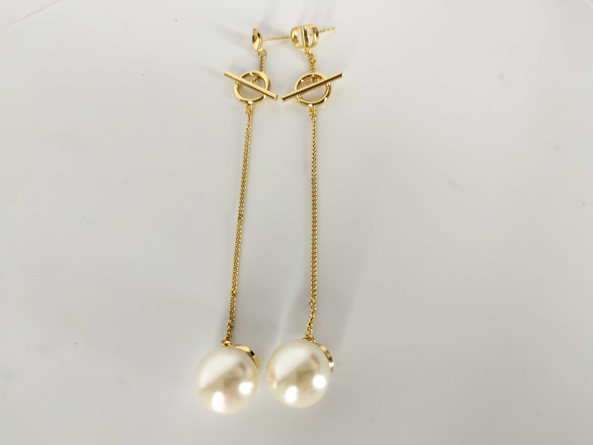 Dior Gold-Colored Faux Pearl Earrings