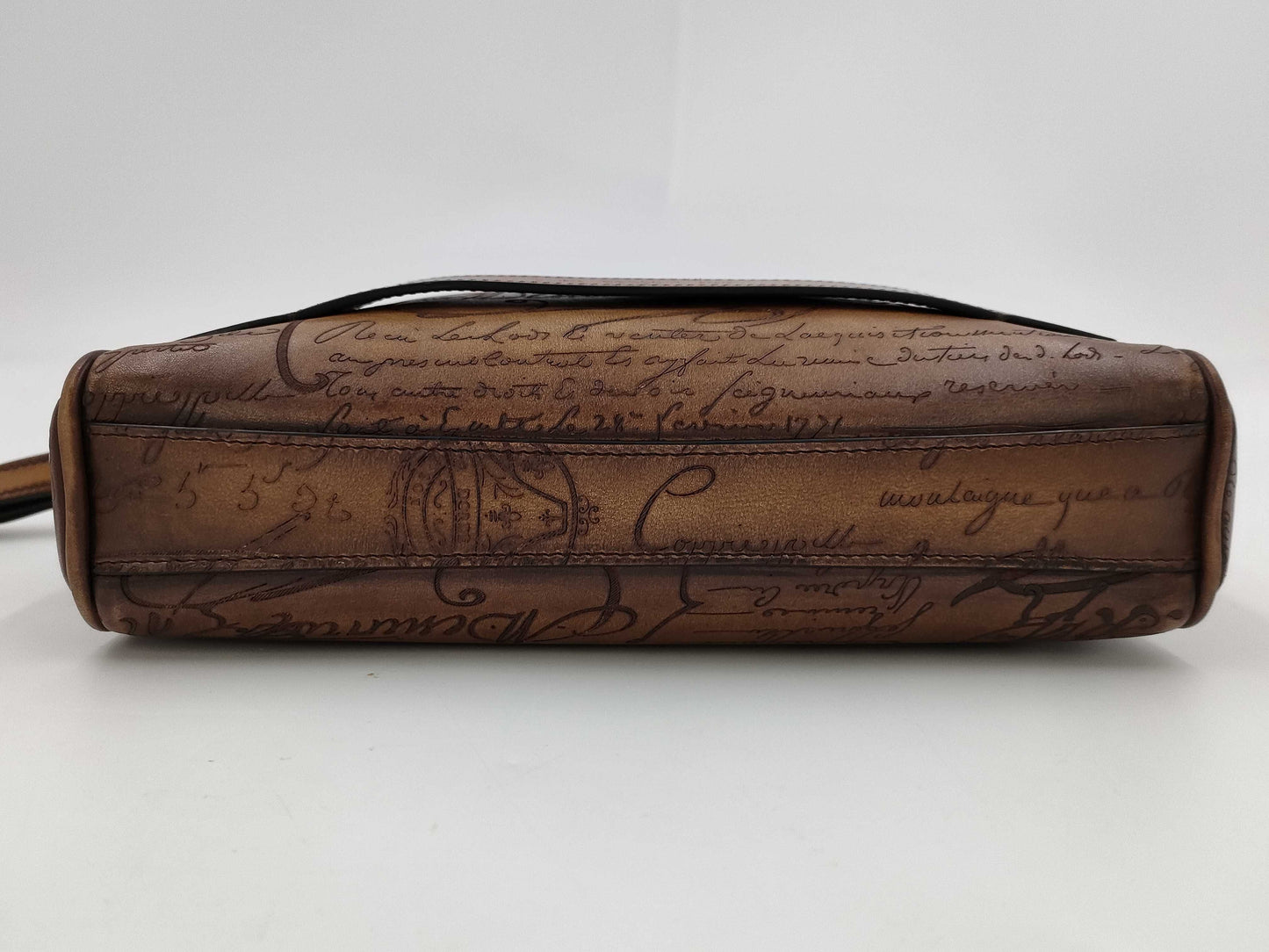  Berluti Rosewood Scritto Leather Pouch Bag
