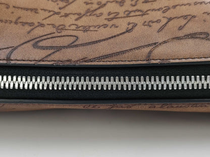  Berluti Rosewood Scritto Leather Pouch Bag